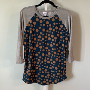 LuLaRoe Blue & Orange 3/4 Sleeve Top